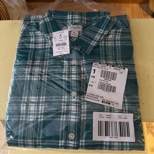 NEW J. Crew Petite Women's Jade Plaid Button Down Flannel Shirt